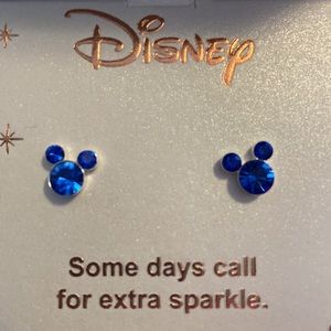 Disney Mickey Mouse Earrings - fine silver with blue stones NEW